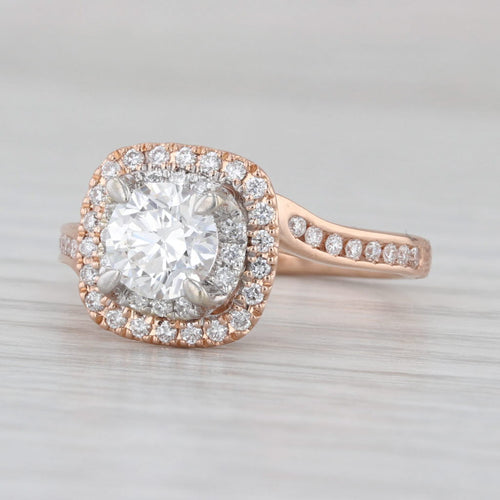 1.24ctw IGI Lab Grown Diamond Halo Engagement Ring 14k Rose Gold Size 7 Bypass