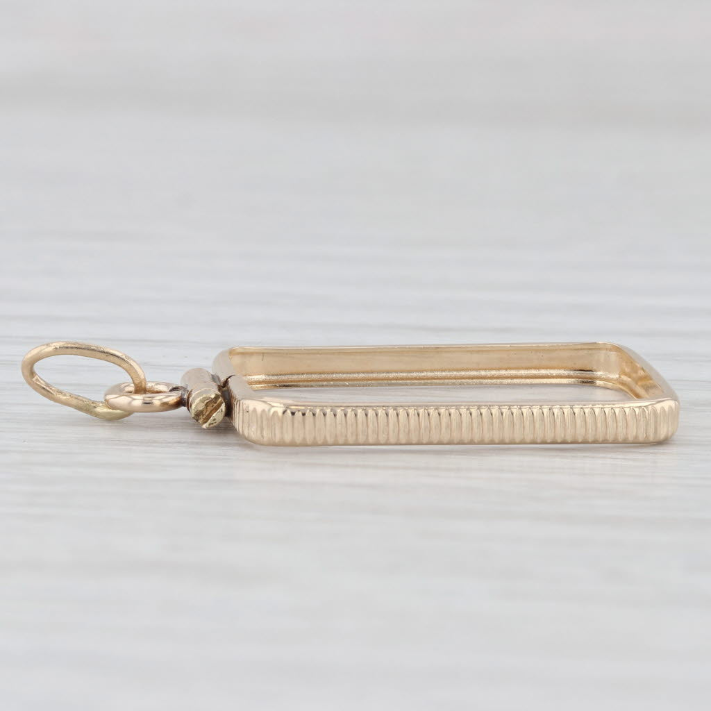 Light Gray Gold Bar Bezel Pendant Charm Holds 22.5 x 13.5 mm