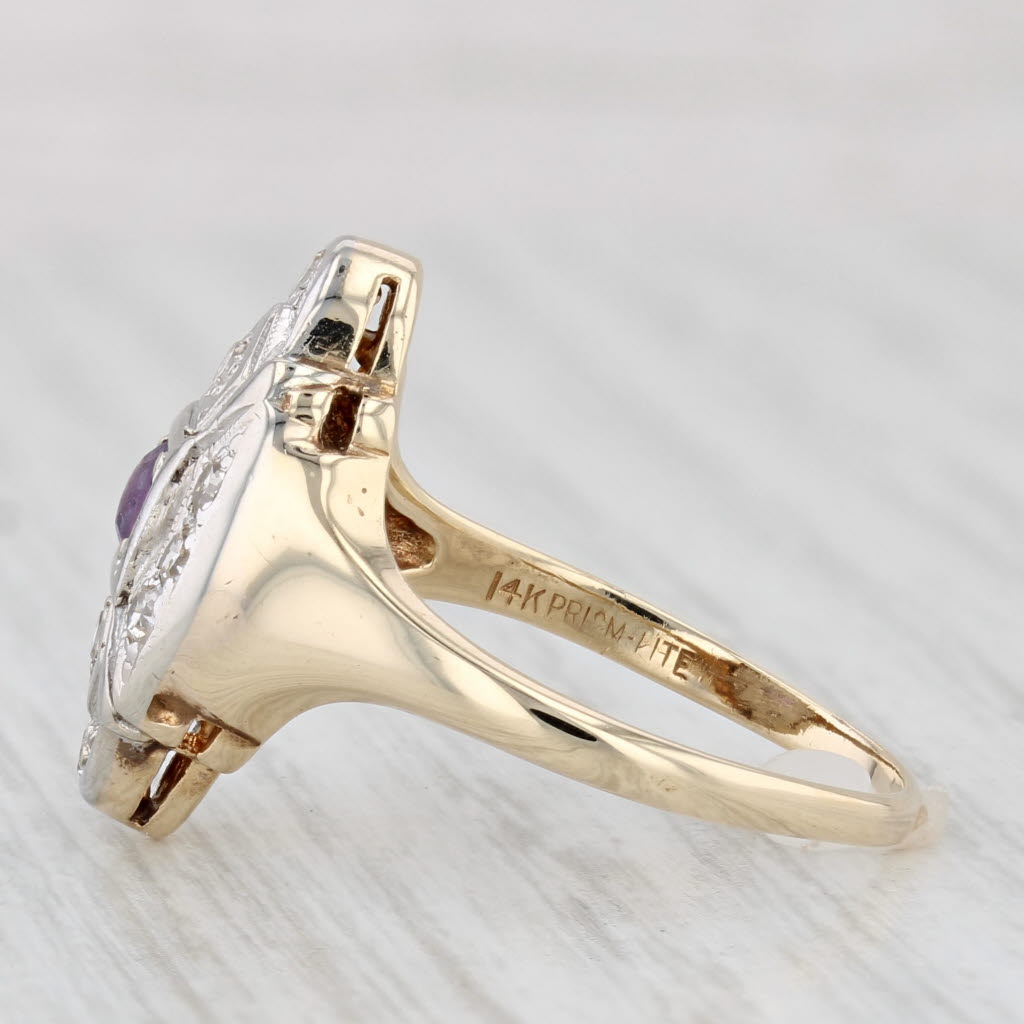 Light Gray Vintage 032ctw Amethyst Diamond Ring 14k Gold Size 7