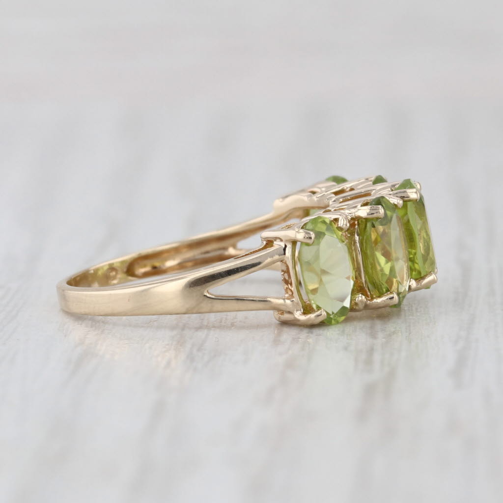 4ctw Peridot 5-Stone Ring 10k Yellow Gold Size 7 Tiered