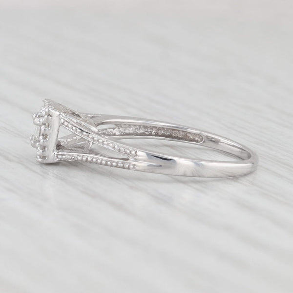 0.18ctw Princess Diamond Halo Engagement Ring 10k White Gold Size 6.5