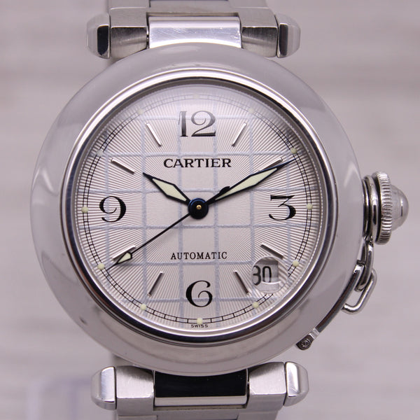 Pasha de Cartier ref.2324 35mm Stainless Steel Automatic Watch Grid Dial