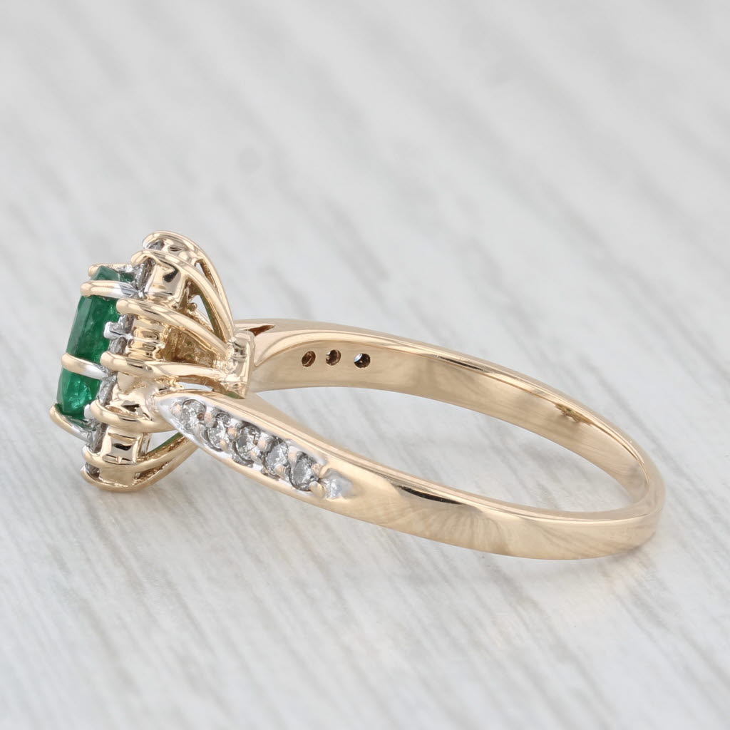 Light Gray 0.96ctw Oval Emerald Diamond Halo Ring 14k Yellow Gold Size 7 Engagement