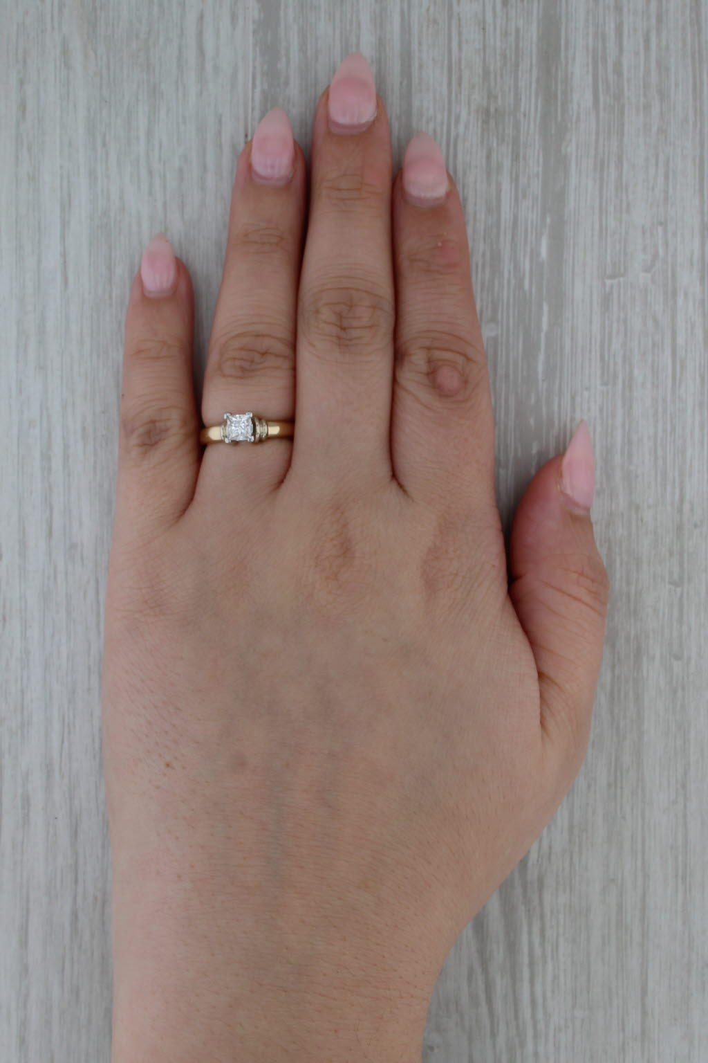 0.50ct Princess Diamond Engagement Ring 14k Gold Size 5.5