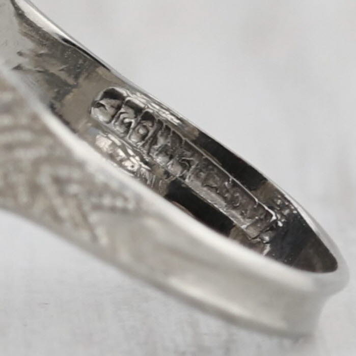 Vintage Onyx Diamond Letter Initial F Art Deco Ring 14k White Gold Size 5.25