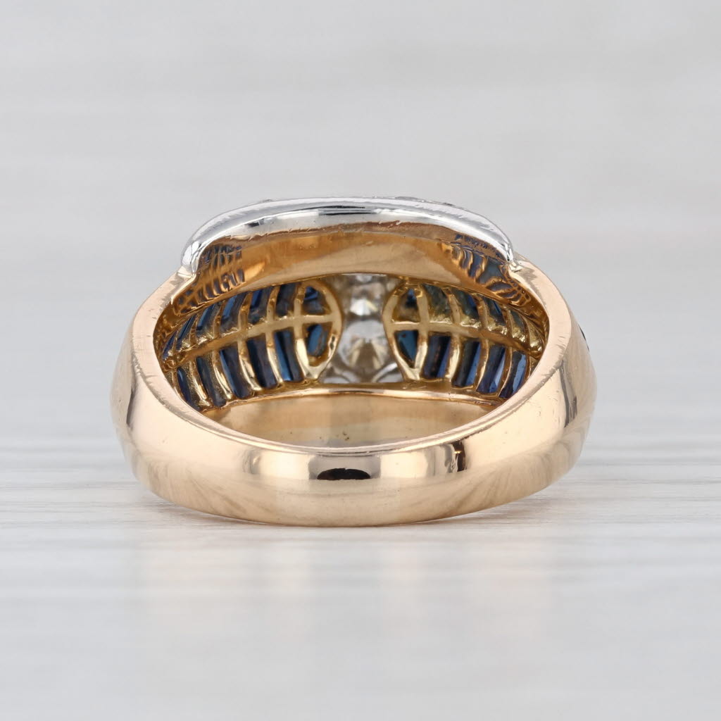 Unique 2.58ctw Diamond Blue Sapphire Ring 18k Gold Platinum Size 7.5 Hammerman