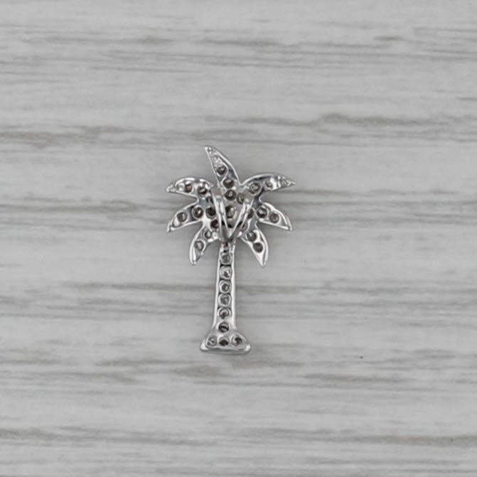 0.14ctw Diamond Palm Tree Pendant 10k White Gold Small Charm