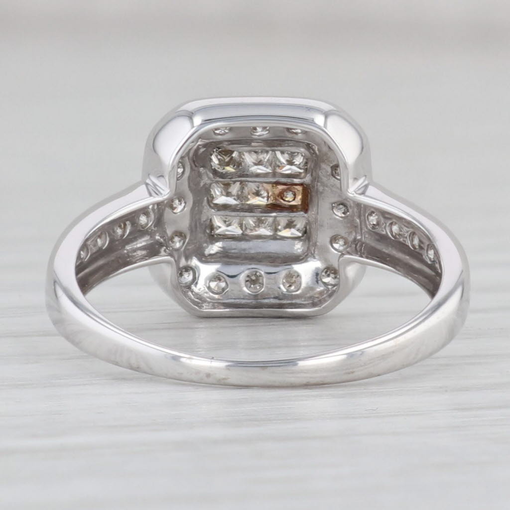 Light Gray 0.38ctw Princess Diamond Cluster Halo Ring 14k White Gold Size 6.75 Engagement