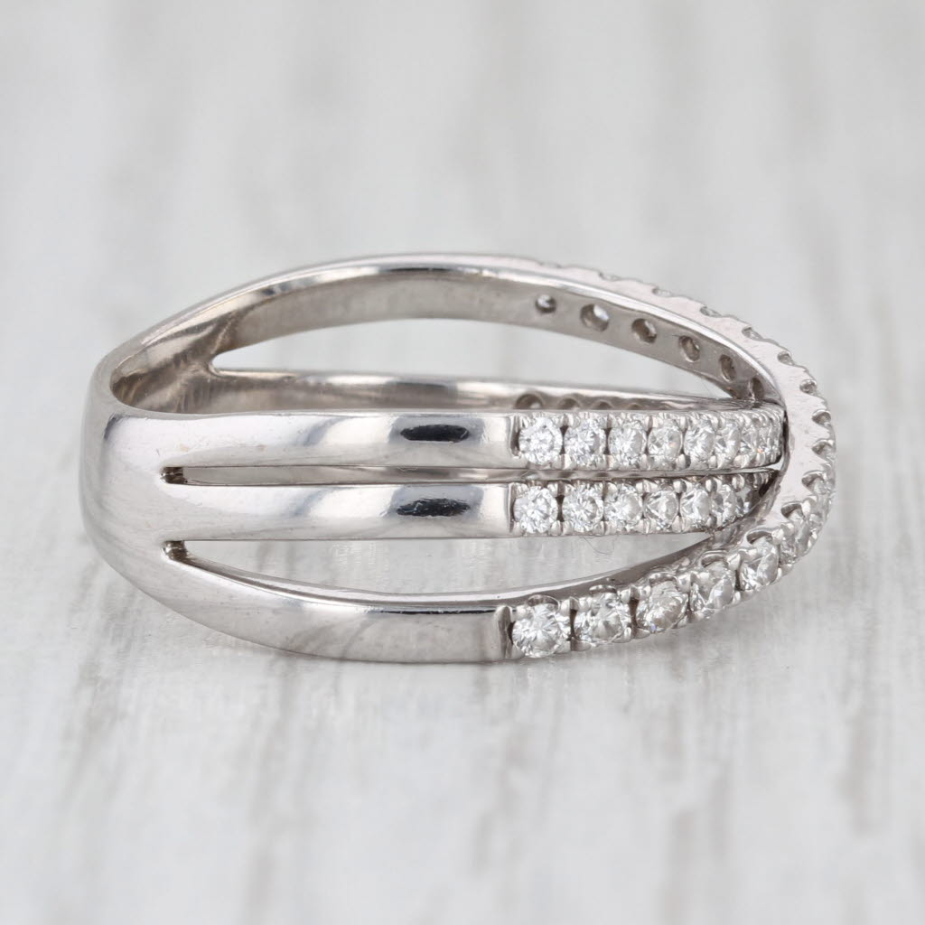 0.73ctw Diamond Crossover Ring 14k White Gold Size 9.5 Anniversary 3-Bands