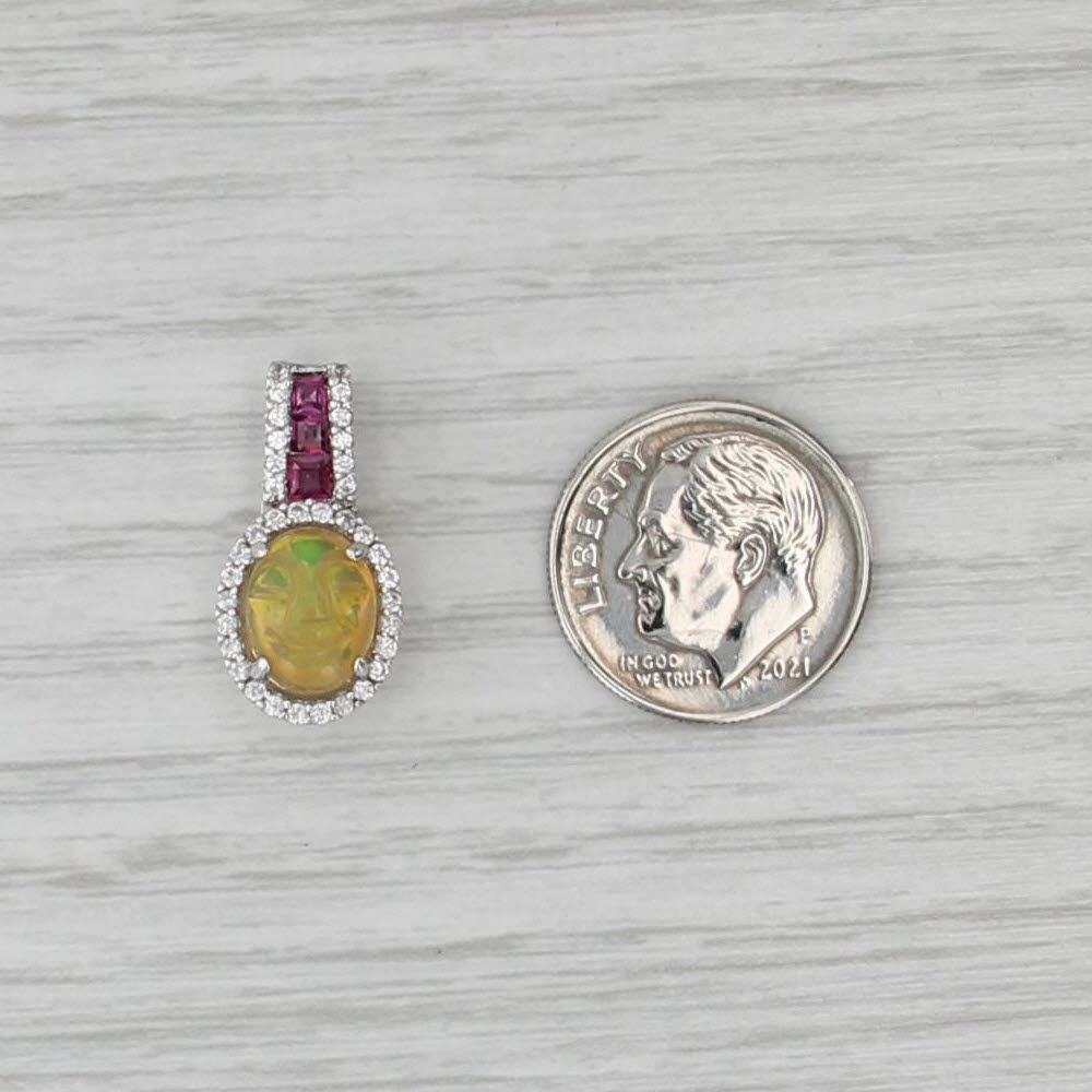 Yellow Opal Zircon Garnet Pendant Sterling Silver Drop