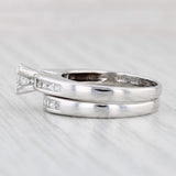 0.58ctw Princess Diamond Engagement Ring Wedding Band Bridal Set 14k White Gold