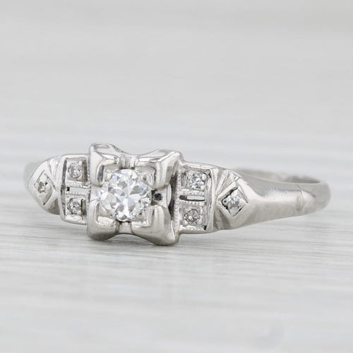 Light Gray Vintage 0.15ctw Diamond Engagement Ring 900 Platinum Size 8