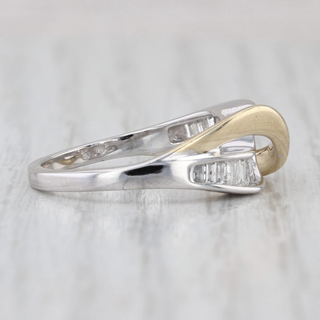 0.80ctw Diamond Contoured Ring Abstract Overlay 10k White Yellow Gold Size 7