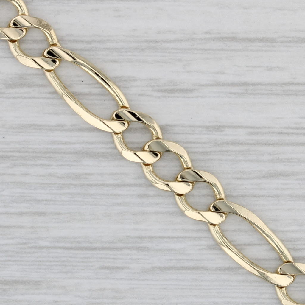 Gray Figaro Chain Bracelet 10k Yellow Gold 8" 6.2mm