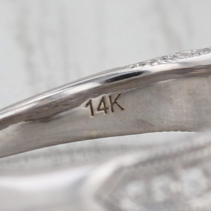 1.30ctw Cushion Diamond Engagement Ring 14k White Gold Size 8 Cathedral Band