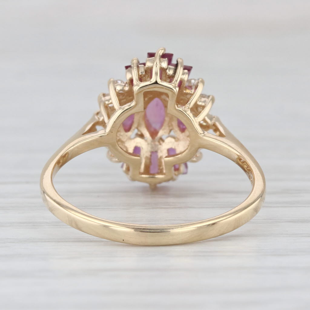 1.01ctw Ruby Diamond Cluster Ring 14k Yellow Gold Size 8.25
