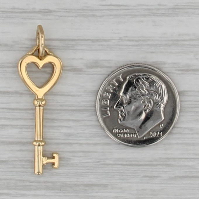 Tiffany & Co Small Heart Skeleton Key Pendant 18k Yellow Gold Charm