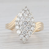 0.83ctw Diamond Cluster Marquise Ring 14k Yellow Gold Bypass Size 6.25