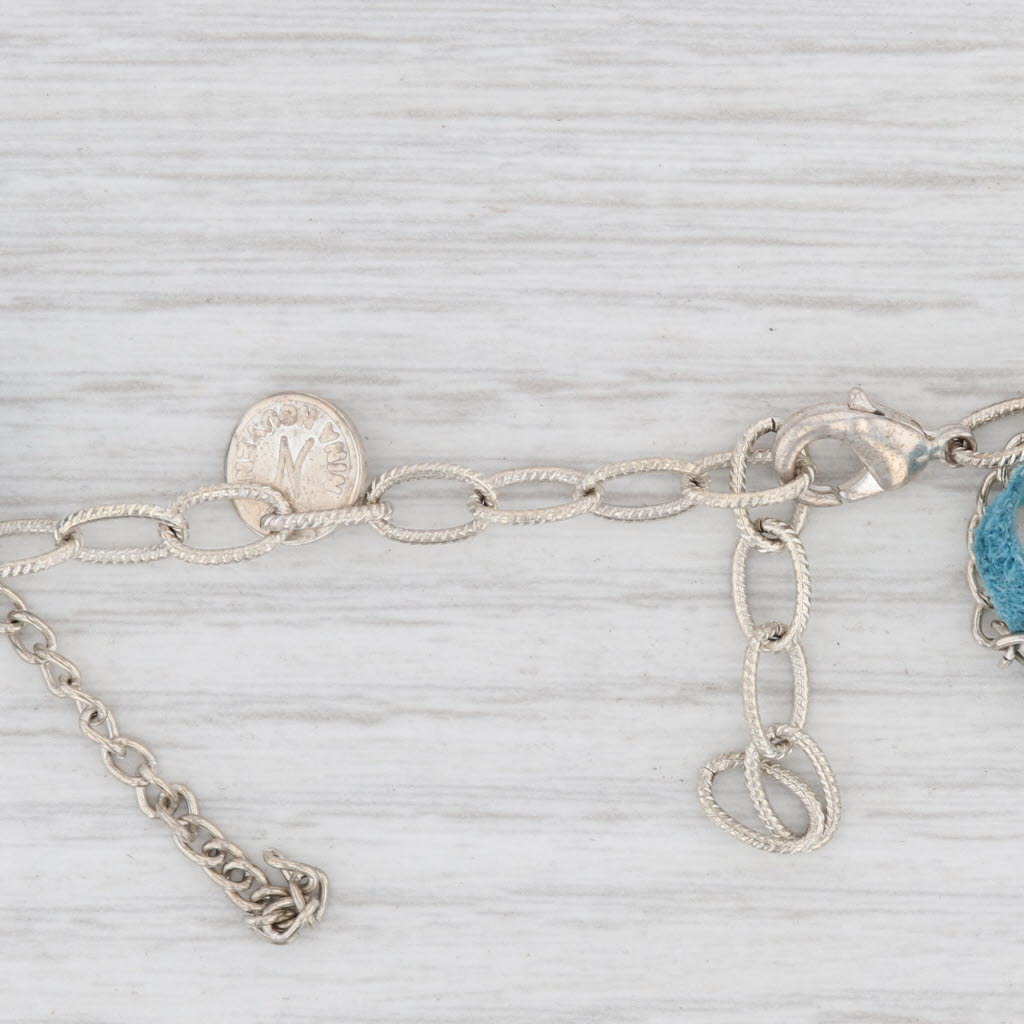 New Nina Wynn Necklace Cordelia Teal Leather White Druzy Quartz Pendant