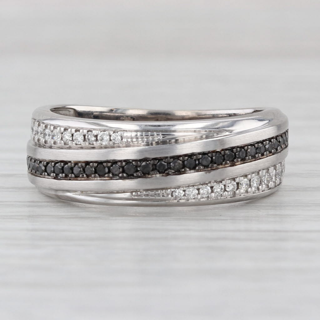 0.33ctw Black White Diamond Wedding Band 10k White Gold Size 10 Ring