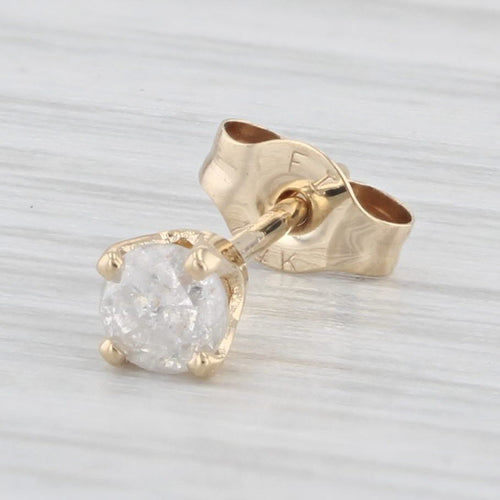 Light Gray Single Round 0.10ct Diamond Solitaire Stud Earring 10k Yellow Gold Pierced Stud