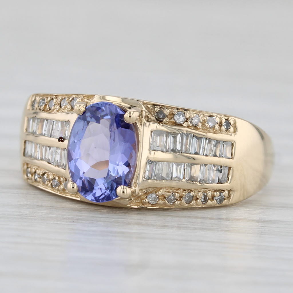 Light Gray 1.24ctw Tanzanite Diamond Ring 14k Yellow Gold Size 7 Engagement