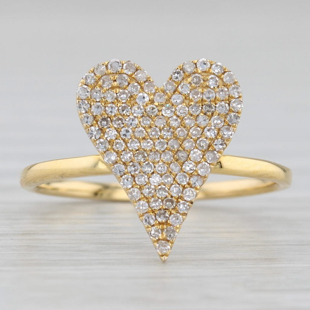 Light Gray New 0.23ctw Pave Diamond Heart Ring 14k Yellow Gold Size 7