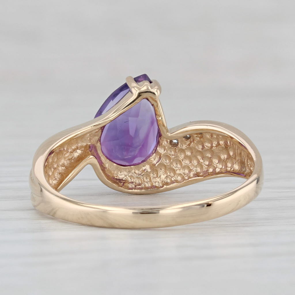 Gray 2.20ct Amethyst Pear Ring 14k Yellow Gold Diamond Accents Size 10.25