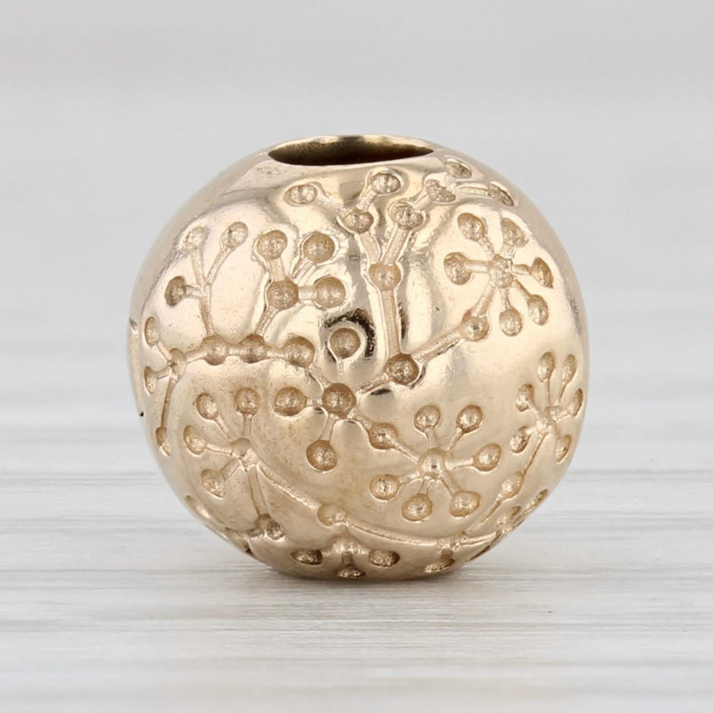 Light Gray Authentic Pandora Lucerne Floral Bead Clip 14k Yellow Gold Charm 750818