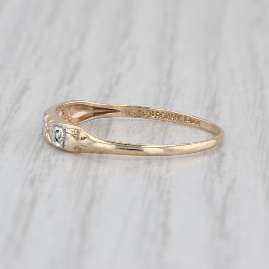 Vintage Rose Cut Diamond Ring 14k Yellow Gold Size 7.5 Wedding Stackable Band