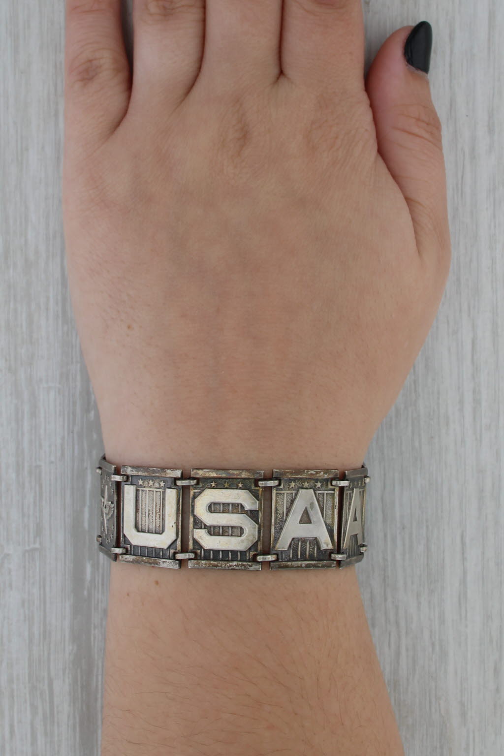 WWII USAAF Bracelet Sterling Silver 6.75" Vintage Airforce Military