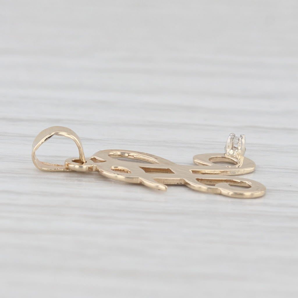 Light Gray Diamond Accented Letter Initial A Pendant 14k Yellow Gold
