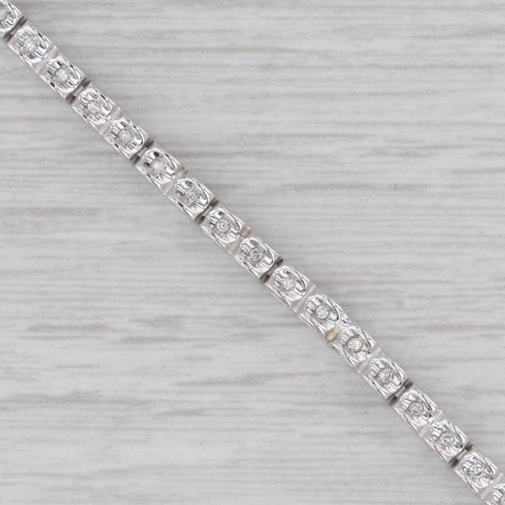 Gray 0.25ctw Diamond Tennis Bracelet 10k White Gold 7.25" 2.7mm