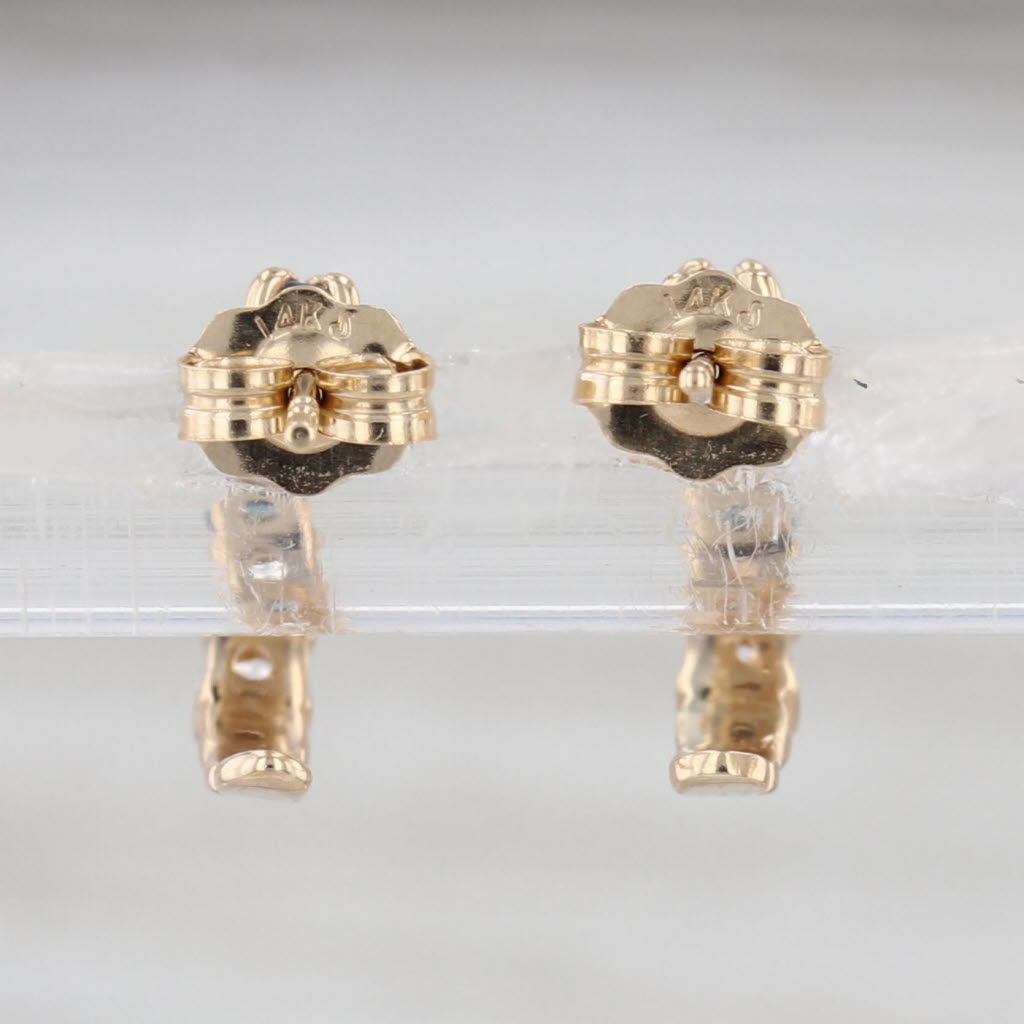 0.55ctw Blue Sapphire Cubic Zirconia Small Hoop Earrings 14k Yellow Gold