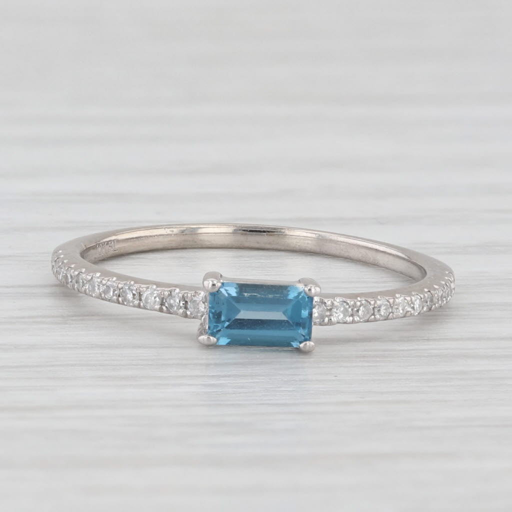 Light Gray 0.33ctw Blue Topaz Diamond Ring 10k White Gold Size 7 Stackable