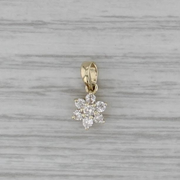 Small 0.16ctw Diamond Flower Pendant 14k Yellow Gold Cluster Drop