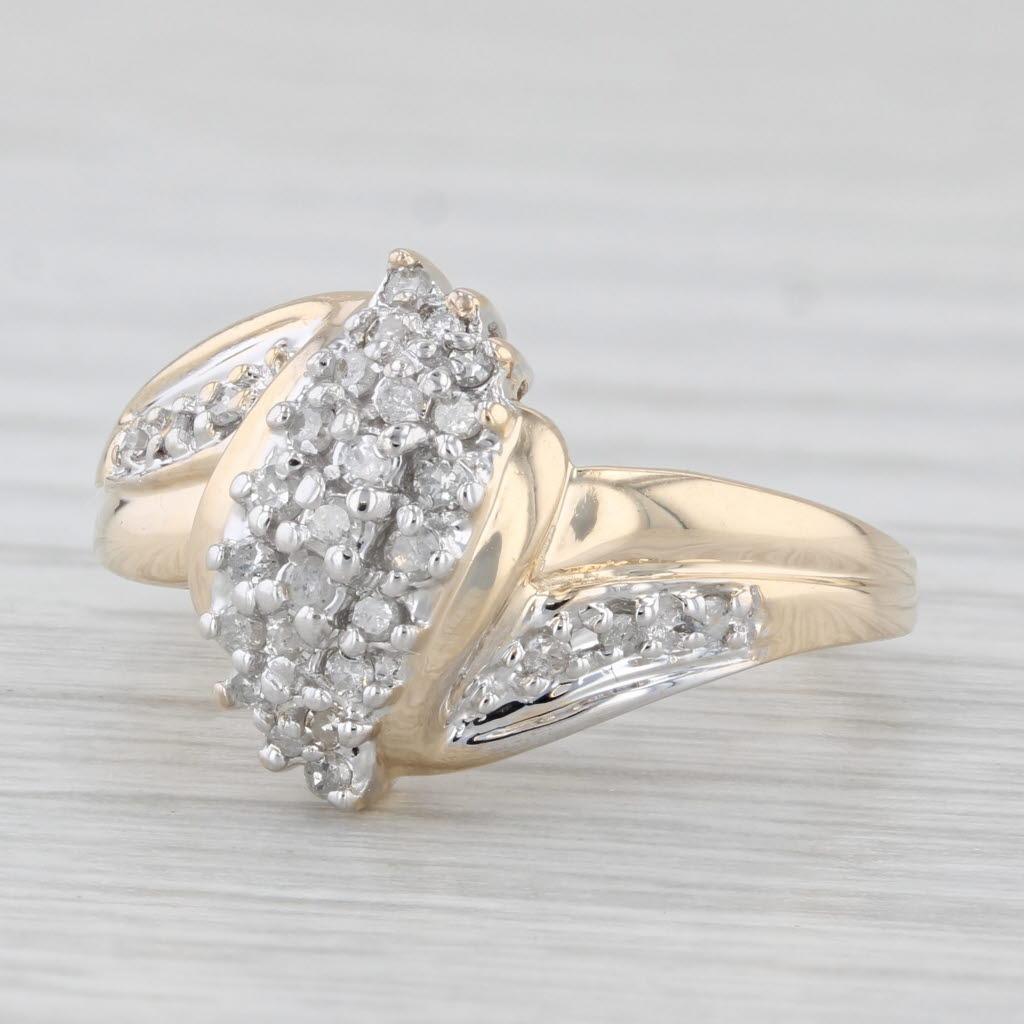 Light Gray 0.14ctw Diamond Cluster Bypass Ring 10k Yellow Gold Size 5.5