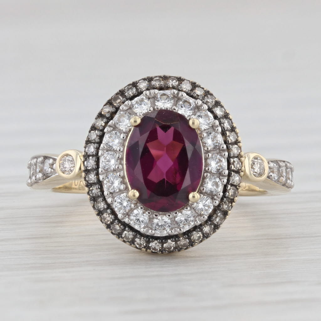 Light Gray 1.97ctw Garnet Zircon Diamond Halo Ring 10k Yellow Gold Size 7