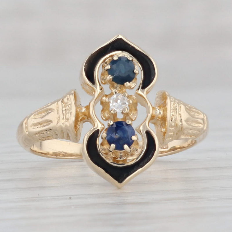 Gray Antique 0.30ctw Blue Sapphire Diamond Ring 14k Yellow Gold Size 7
