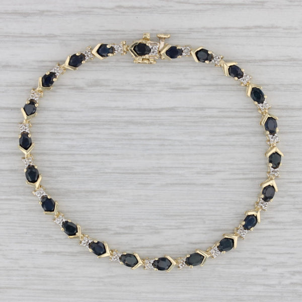 10k yellow gold store blue sapphire & diamond bracelet