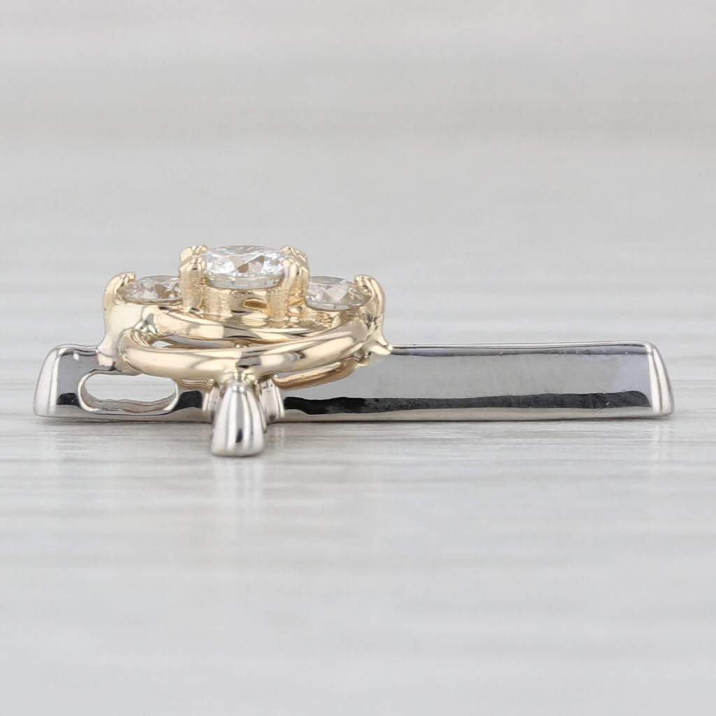 0.50ctw Diamond Cross Interlocking Rings Pendant 14k Gold Christian Marriage