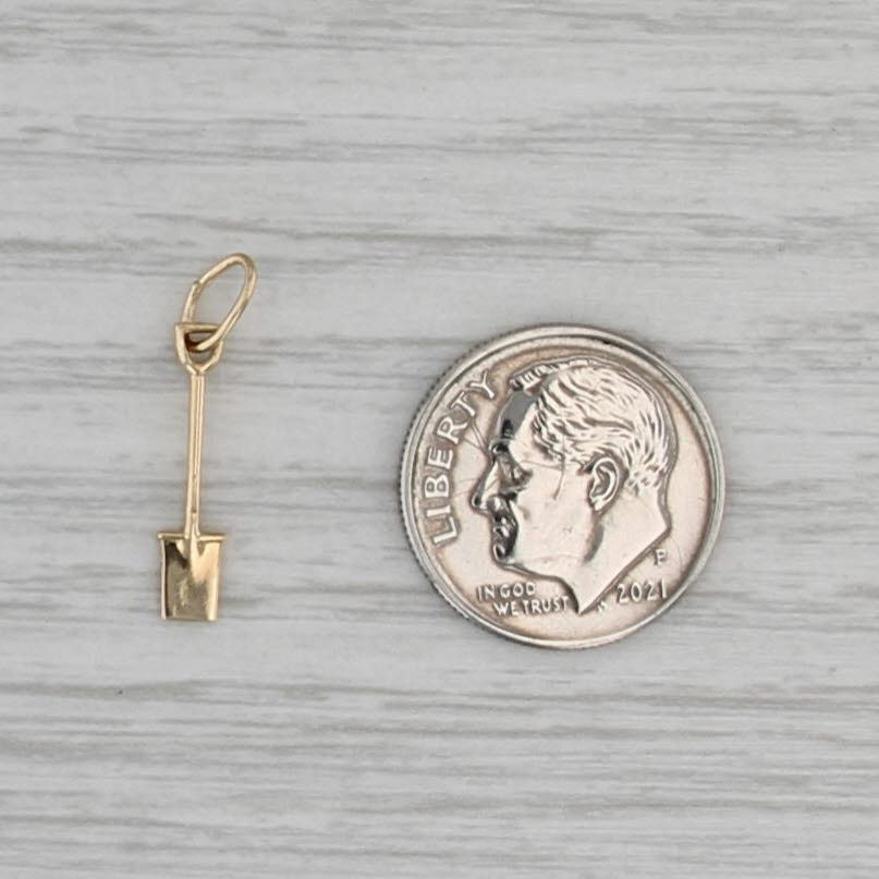 Vintage Shovel Charm 14k Yellow Gold Small Drop