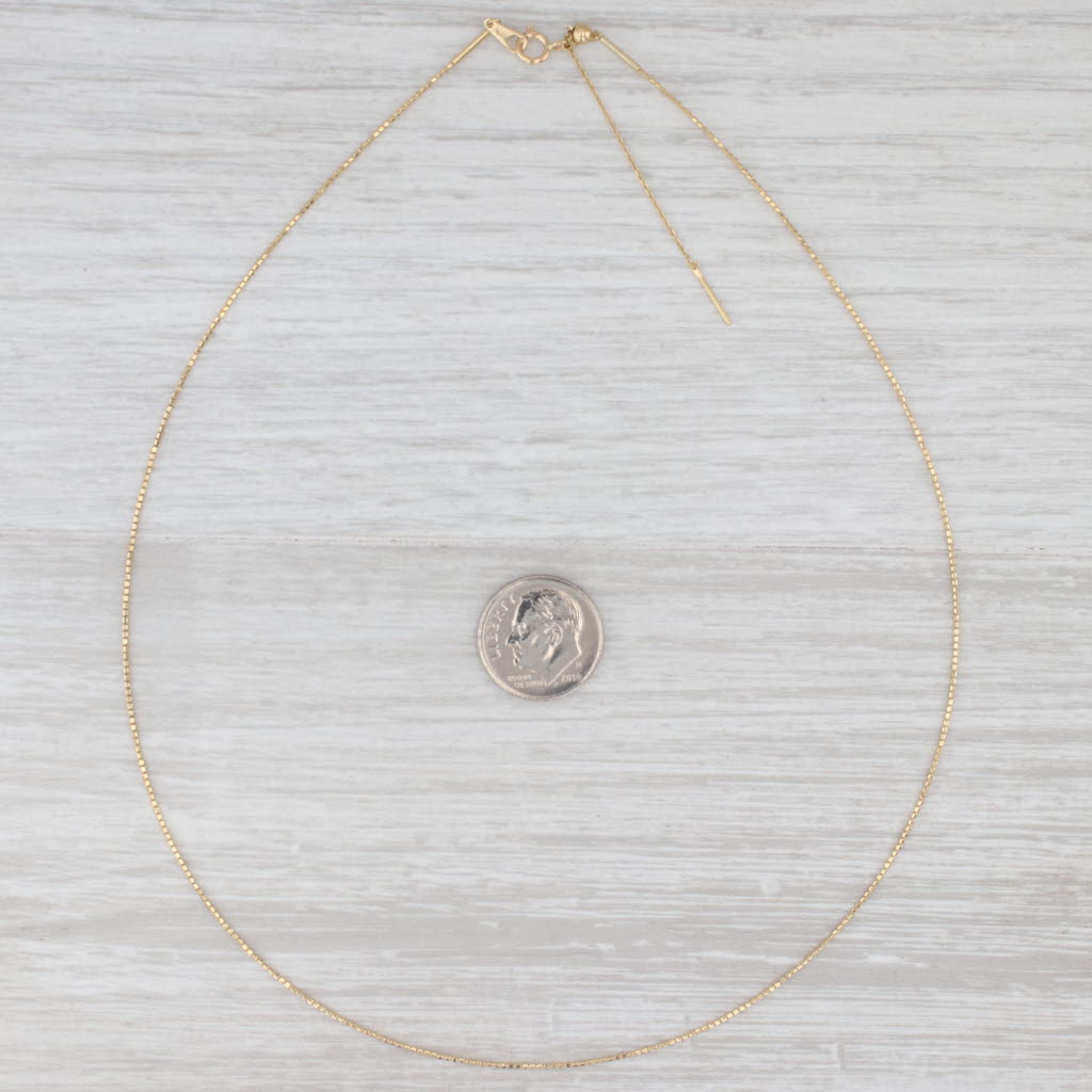 Light Gray Bead Chain Collar Necklace 18k Yellow Gold 16"-18" Adjustable