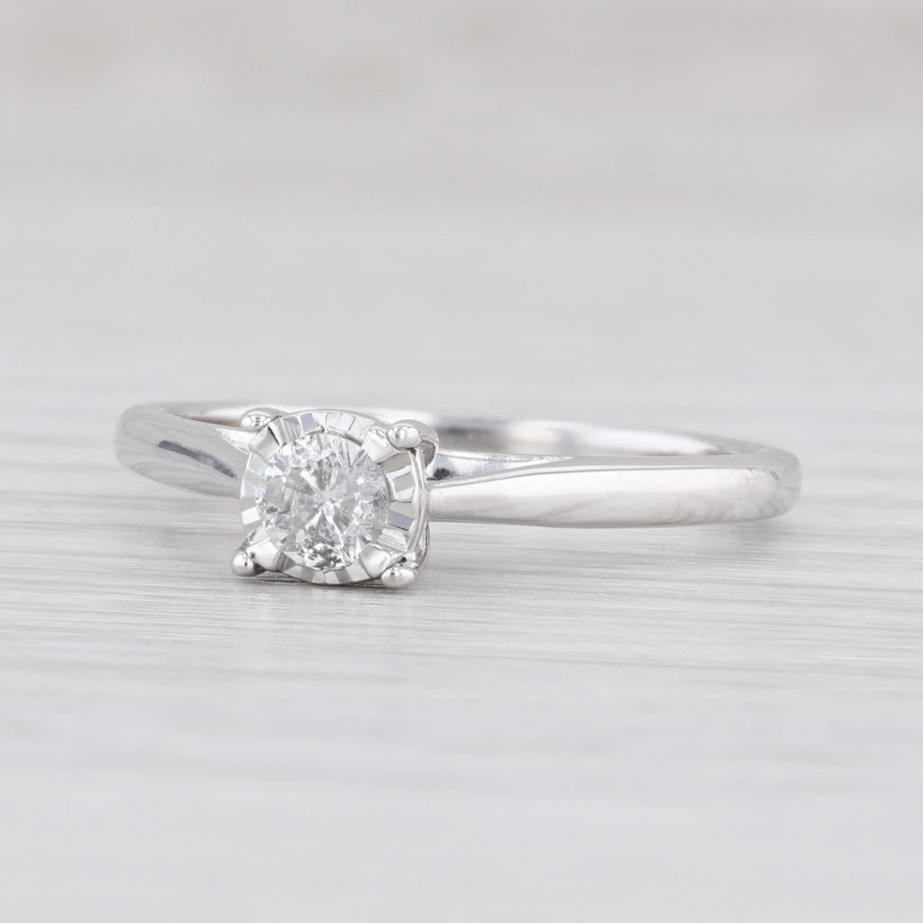 Light Gray 0.23ctw Round Diamond Solitaire Engagement Ring 10k White Gold Size 7.25