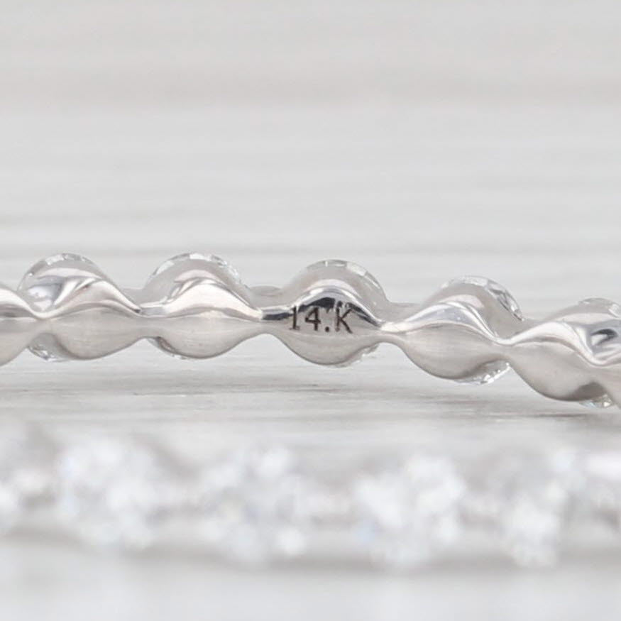 Light Gray 0.85ctw Diamond Eternity Wedding Band 14k White Gold Stackable Anniversary Ring