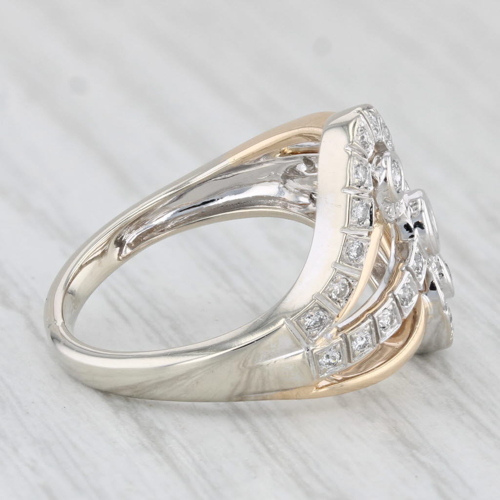 Light Gray 0.40ctw Diamond Swirl Bypass Ring 14k Yellow White Gold Size 6.25