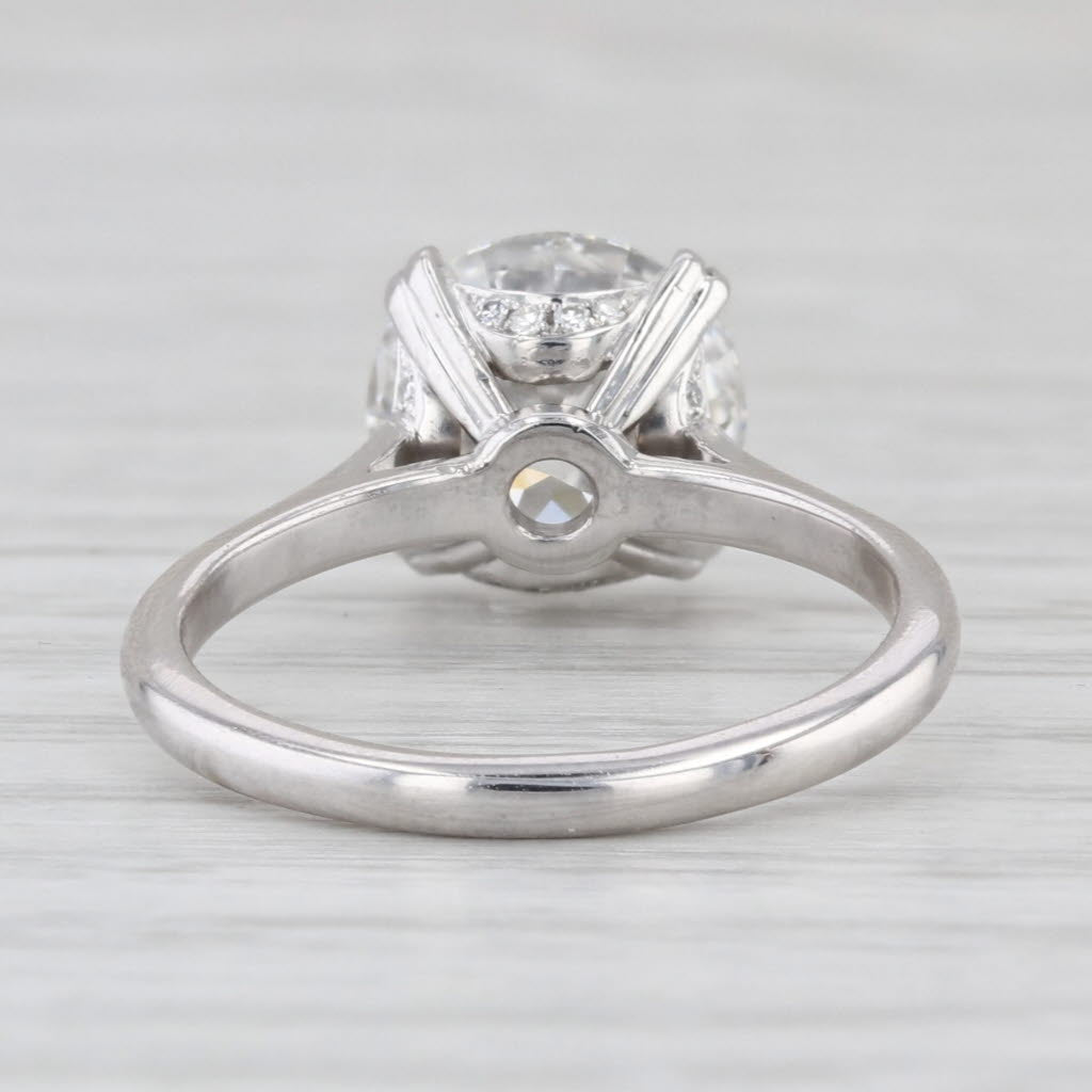 IGI 3.11ctw Round Lab Grown Diamond Engagement Ring 900 Platinum Size 6.5