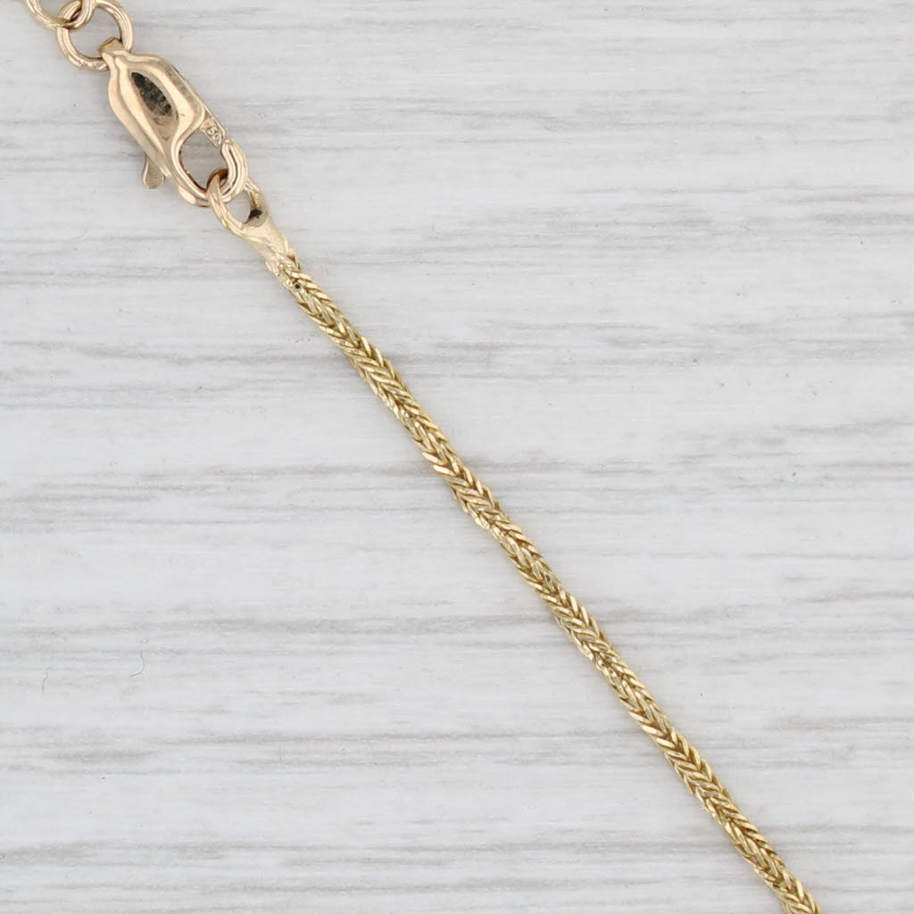 Light Gray Woven Wheat Chain Necklace 18k Yellow Gold 22.25" 1.5mm