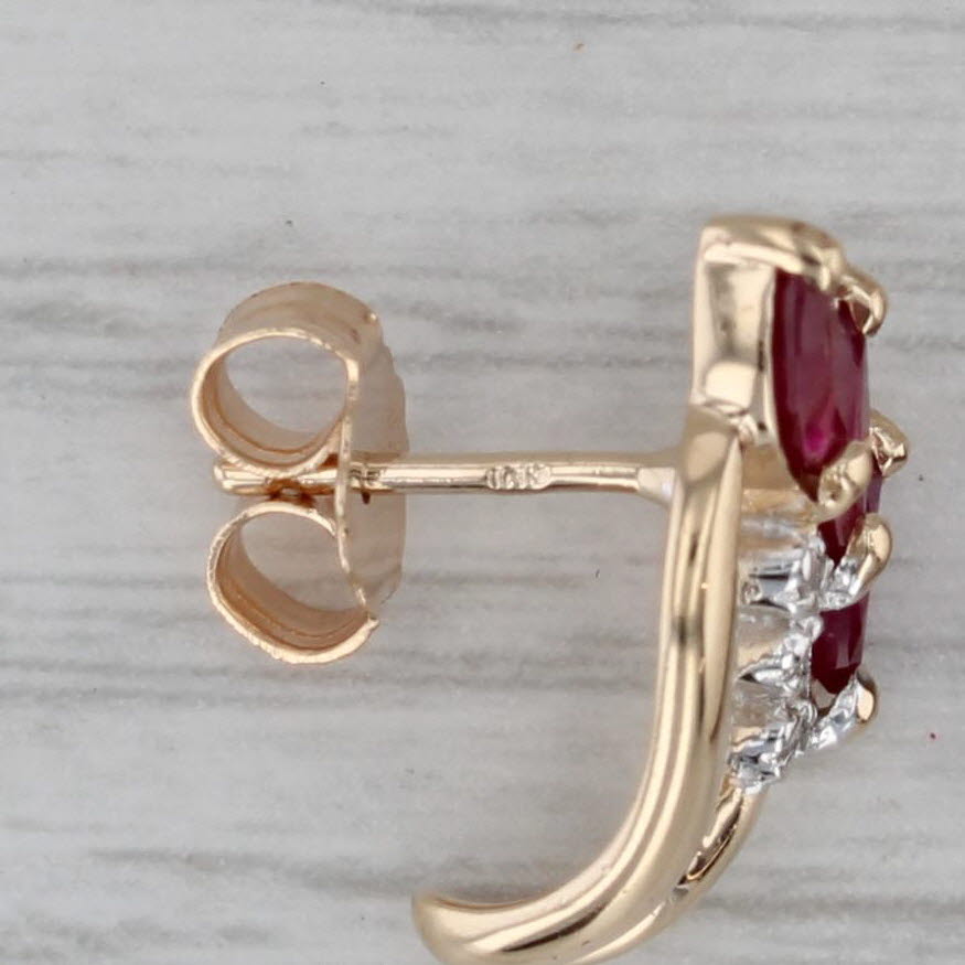 Dark Gray 0.82ctw Ruby Diamond Stud Earrings 10k Yellow Gold