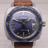 Gray Vintage Jenny Sealab 39mm Stainless Steel Automatic Divers Watch ETA Blue Dial